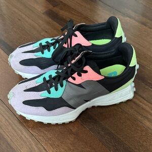 New Balance 327 Black and Neon Green Sneakers